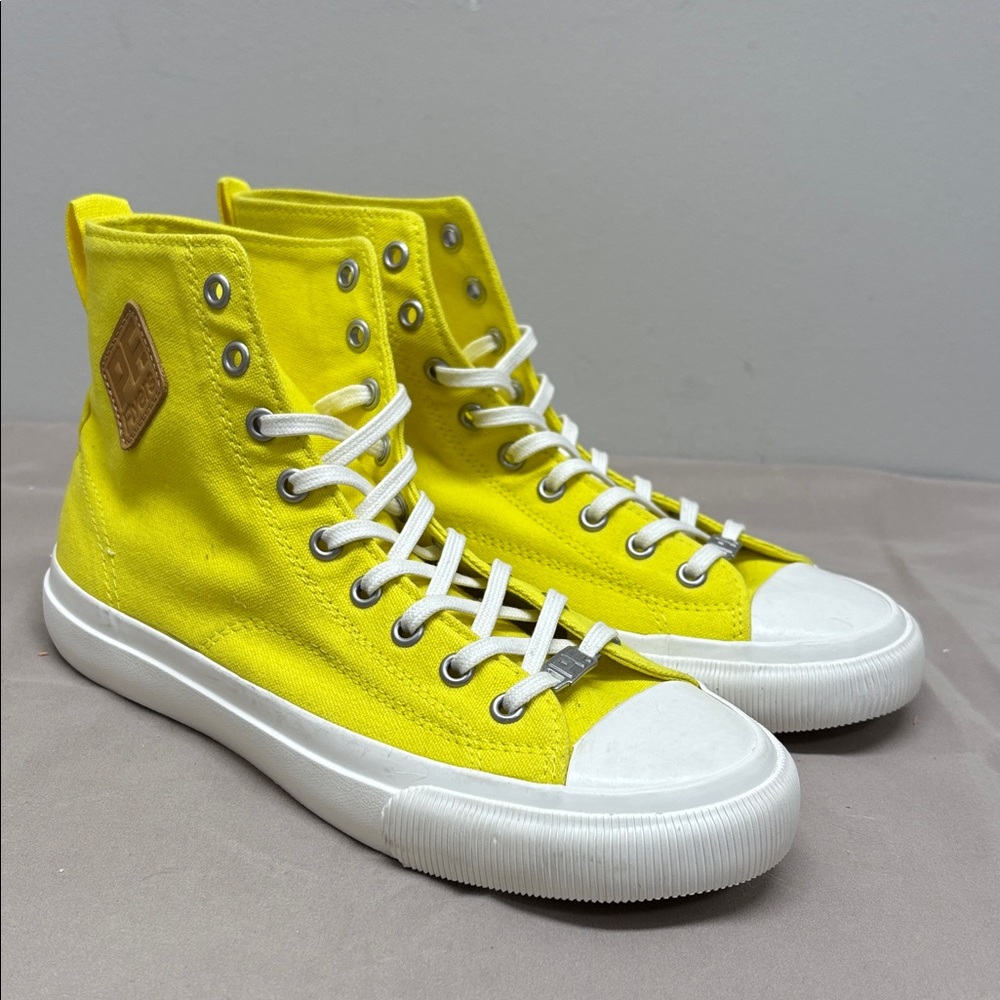 P F Flyers Hi All American Aurora Sneaker Canvas Yellow Sz Men 8 Women 9.5